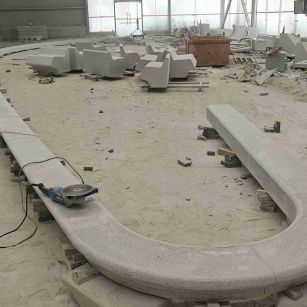 枣庄 芝麻白花岗岩弧形花坛石，坐凳石