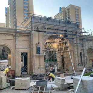 枣庄 黄金麻荔枝面花岗岩小区门楼外墙干挂