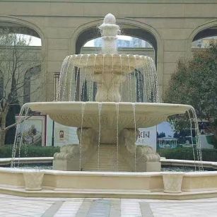 枣庄 黄金麻花岗岩异型加工——户外庭院石雕流水喷泉