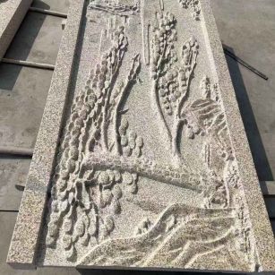 枣庄 黄金麻雕刻板浮雕迎客松