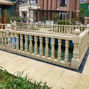 枣庄黄金麻花岗岩石材栏杆，扶手，将军柱，花瓶柱