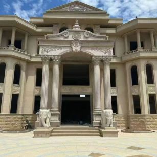 枣庄 黄金麻别墅外墙干挂，大柱，大象，蘑菇石，雕花板