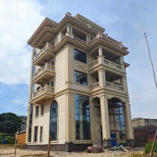 枣庄 黄金麻花岗岩石材别墅外墙干挂搭配（雕花栏杆花瓶柱门楼罗马柱）