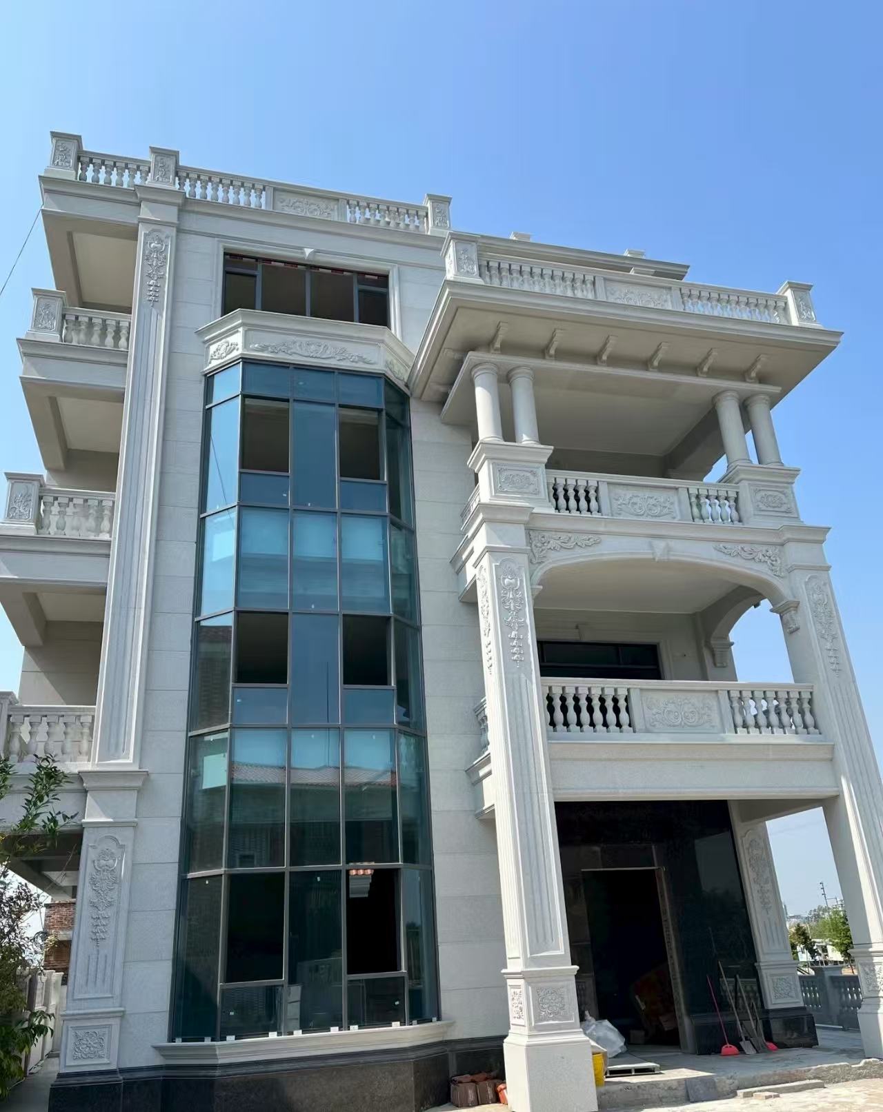 枣庄 白麻花岗岩别墅外墙干挂效果展示