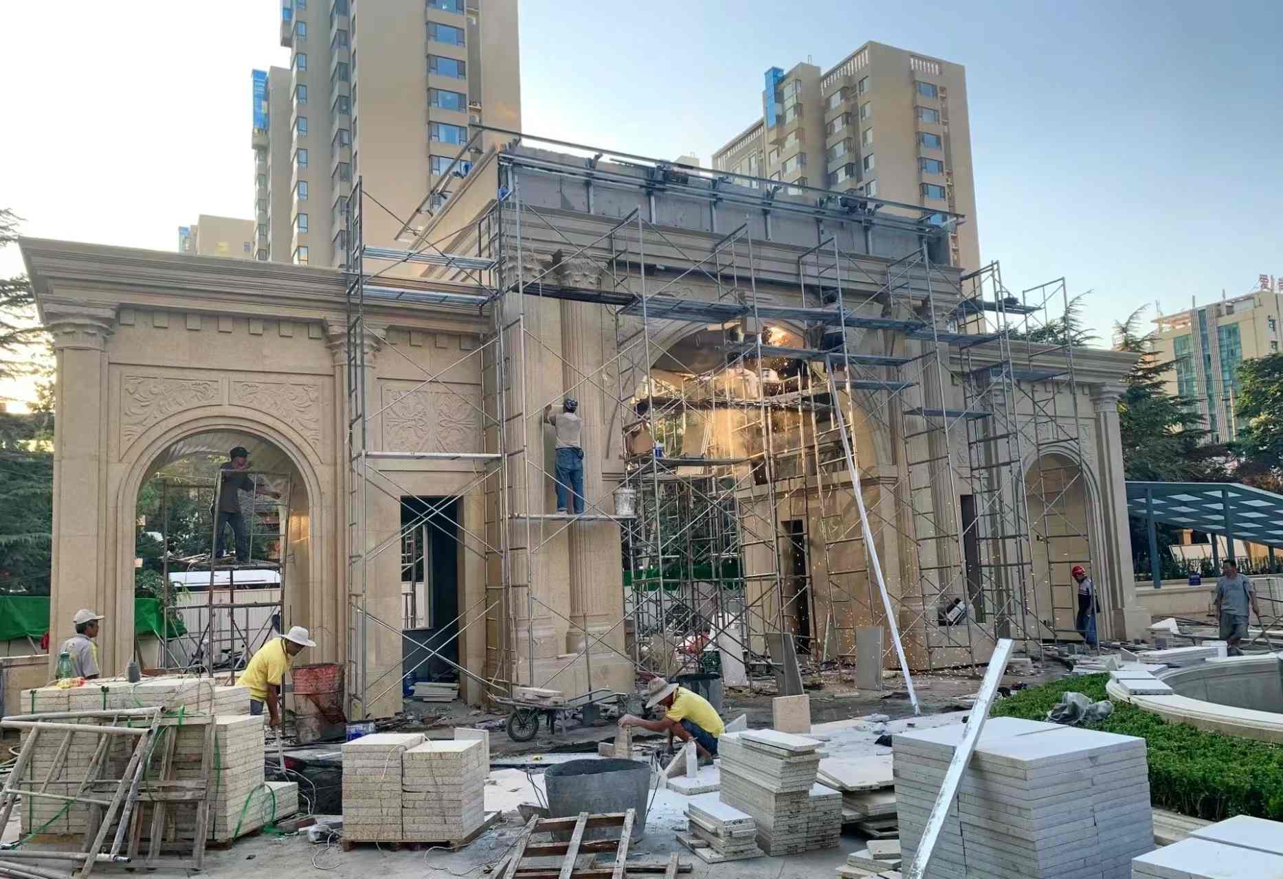 枣庄 黄金麻荔枝面花岗岩小区门楼外墙干挂